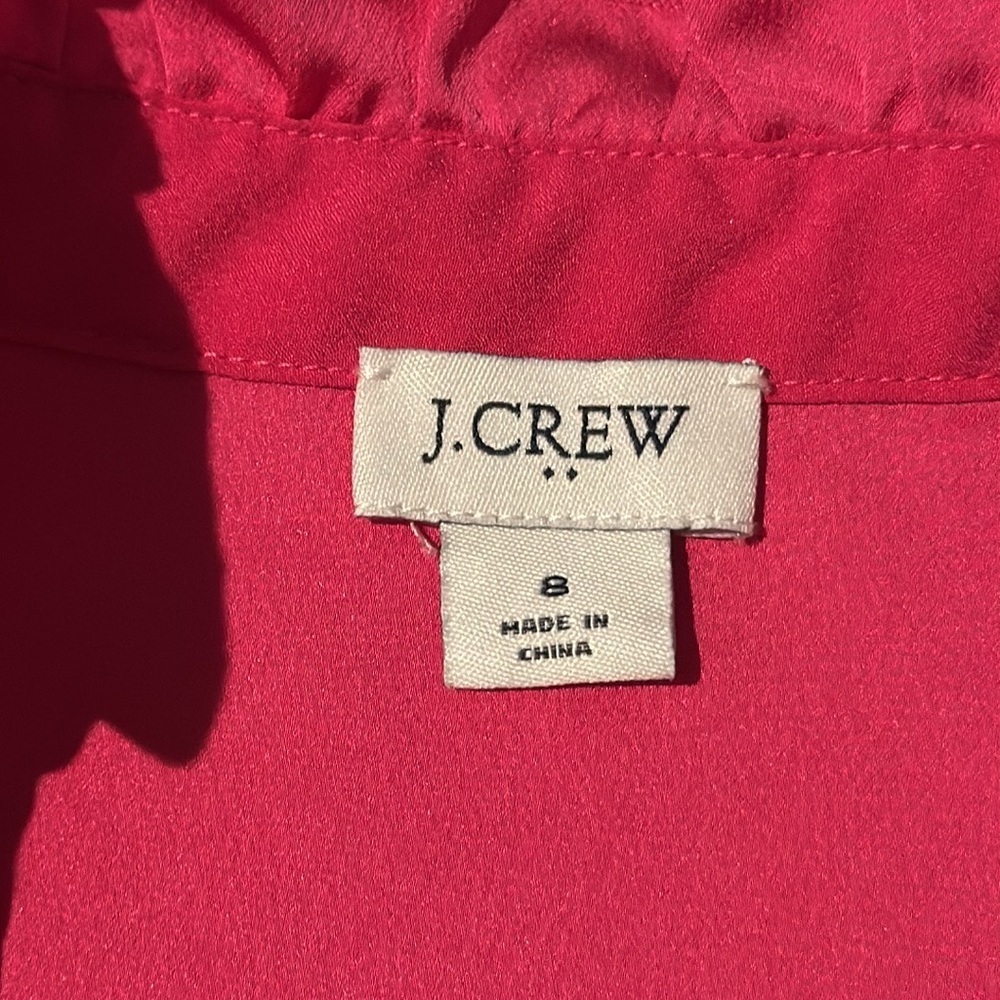 J.Crew Factory Women's 8 - Begonia Pink Ruffle-Trim Henley Tank Blouse‎ - Picture 2 of 7